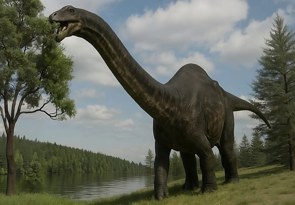 Brontosaurio Comiendo hojas de un árbol